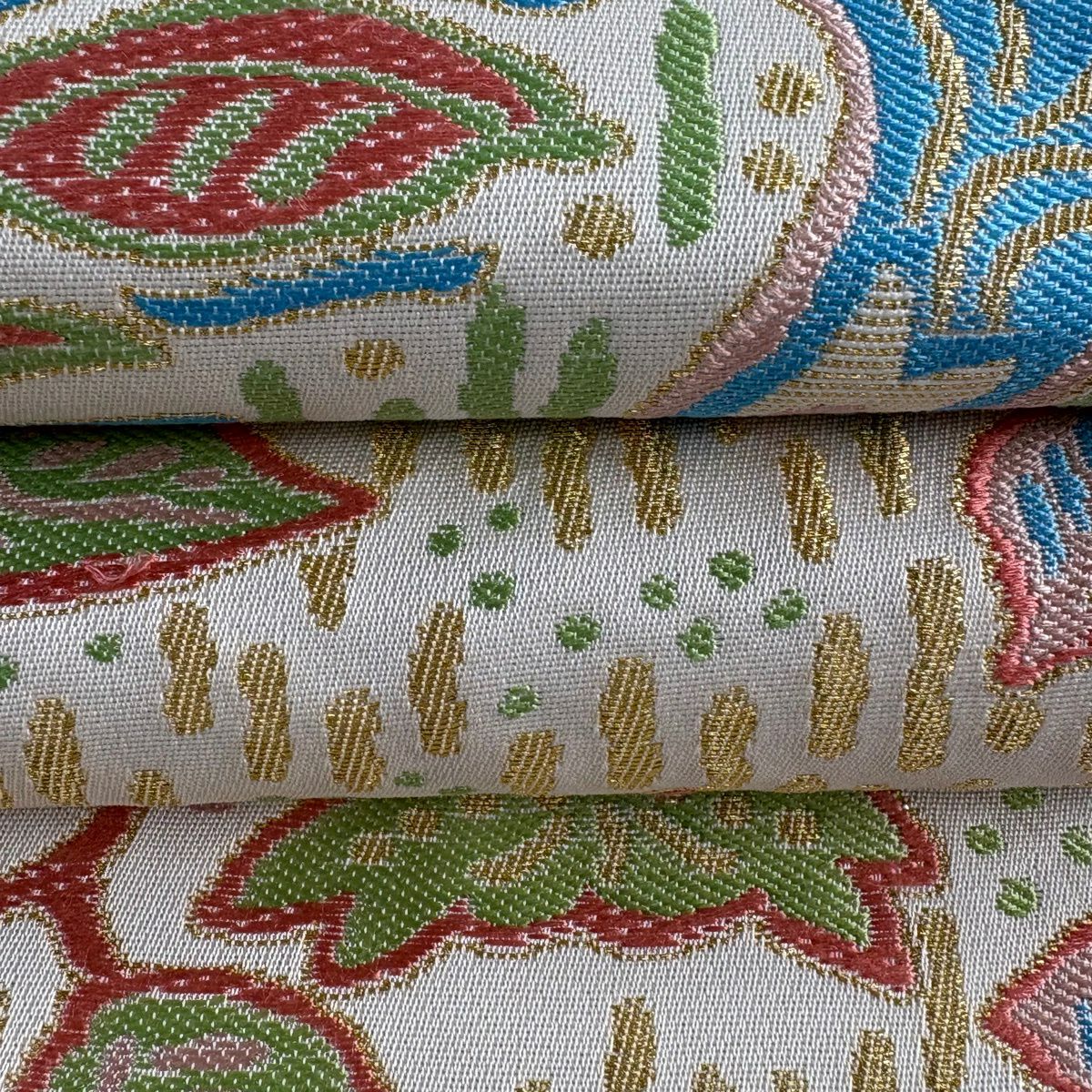 【美品】 袋帶 逸品級 草花紋紋 葡萄 金糸 白 全通 純蠶絲