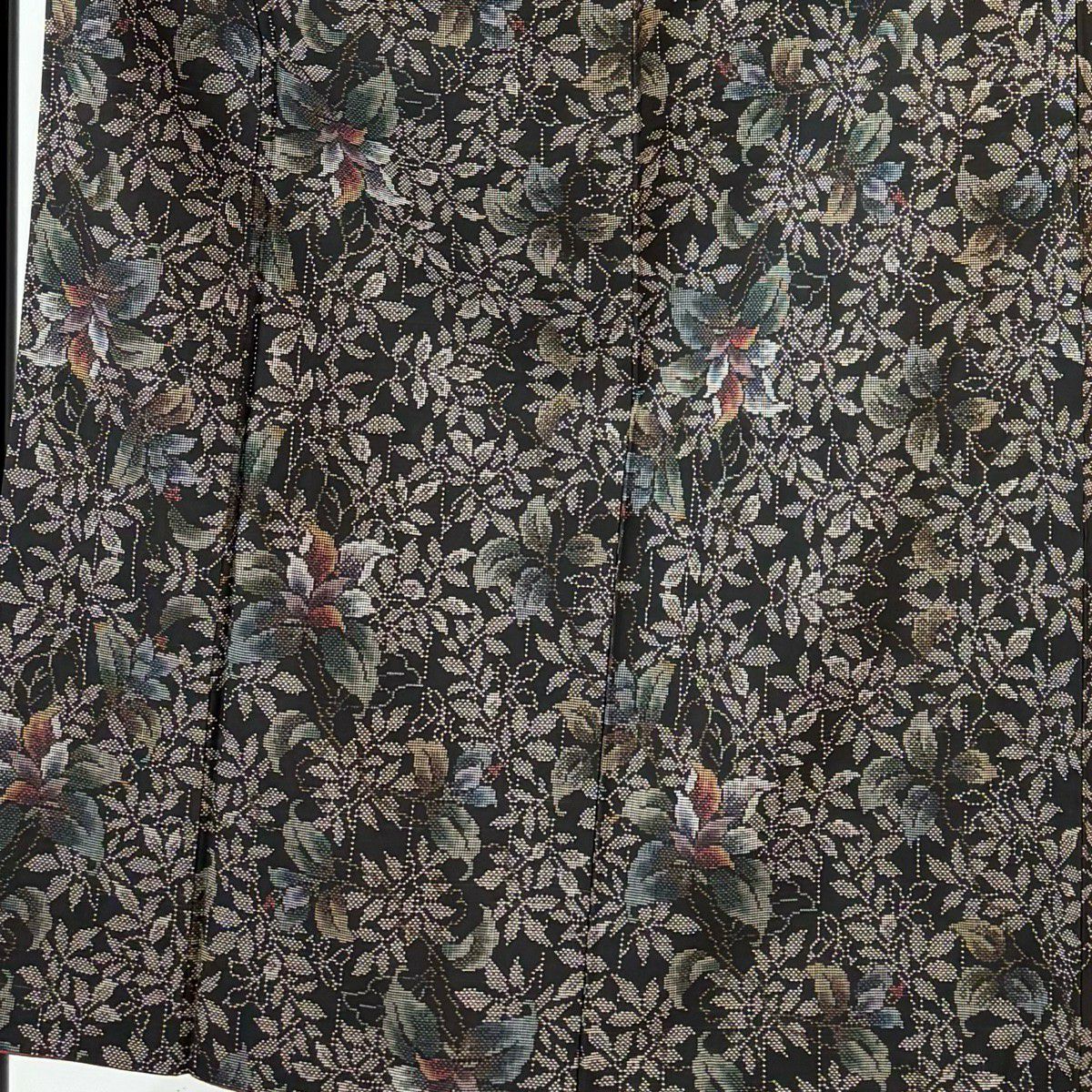 【美品】 大島紬織 身長151.5cm 袖長63cm S 雙層 純泥染 證書齊全 草花紋紋 焦茶 正蠶絲 名品級