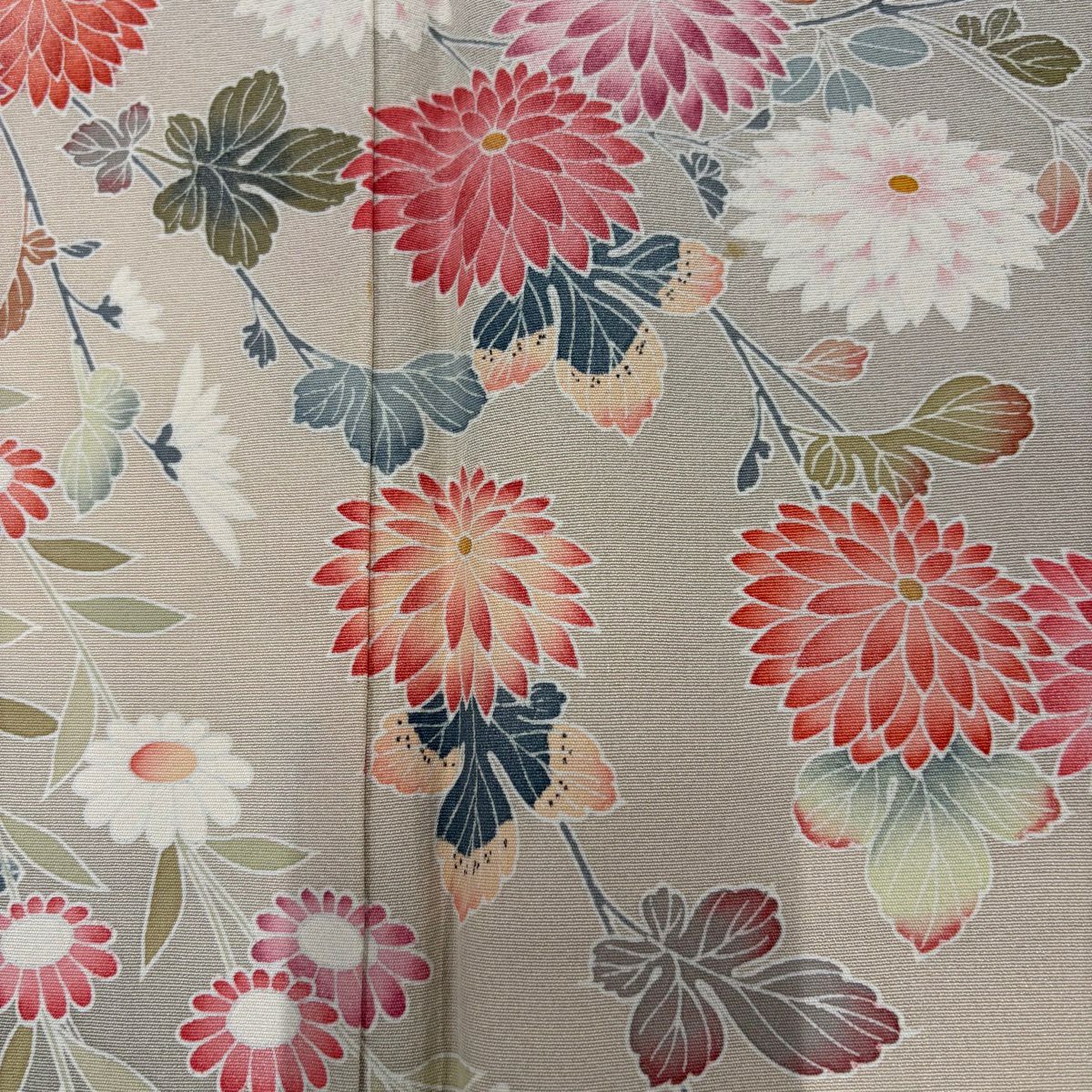 訪問服 身長152cm 袖長63.5cm S 雙層 菊花 萩 漸層 灰茶 純蠶絲 名品級