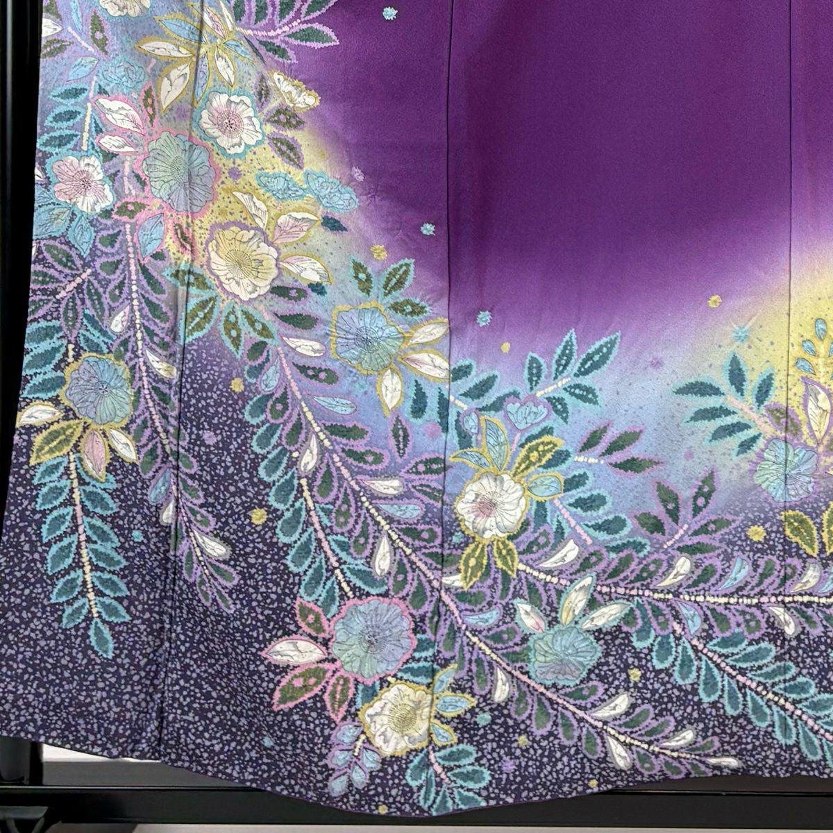 訪問服 身長157cm 袖長65cm M 雙層 辻花染 漸層 深紫 純蠶絲 名品級