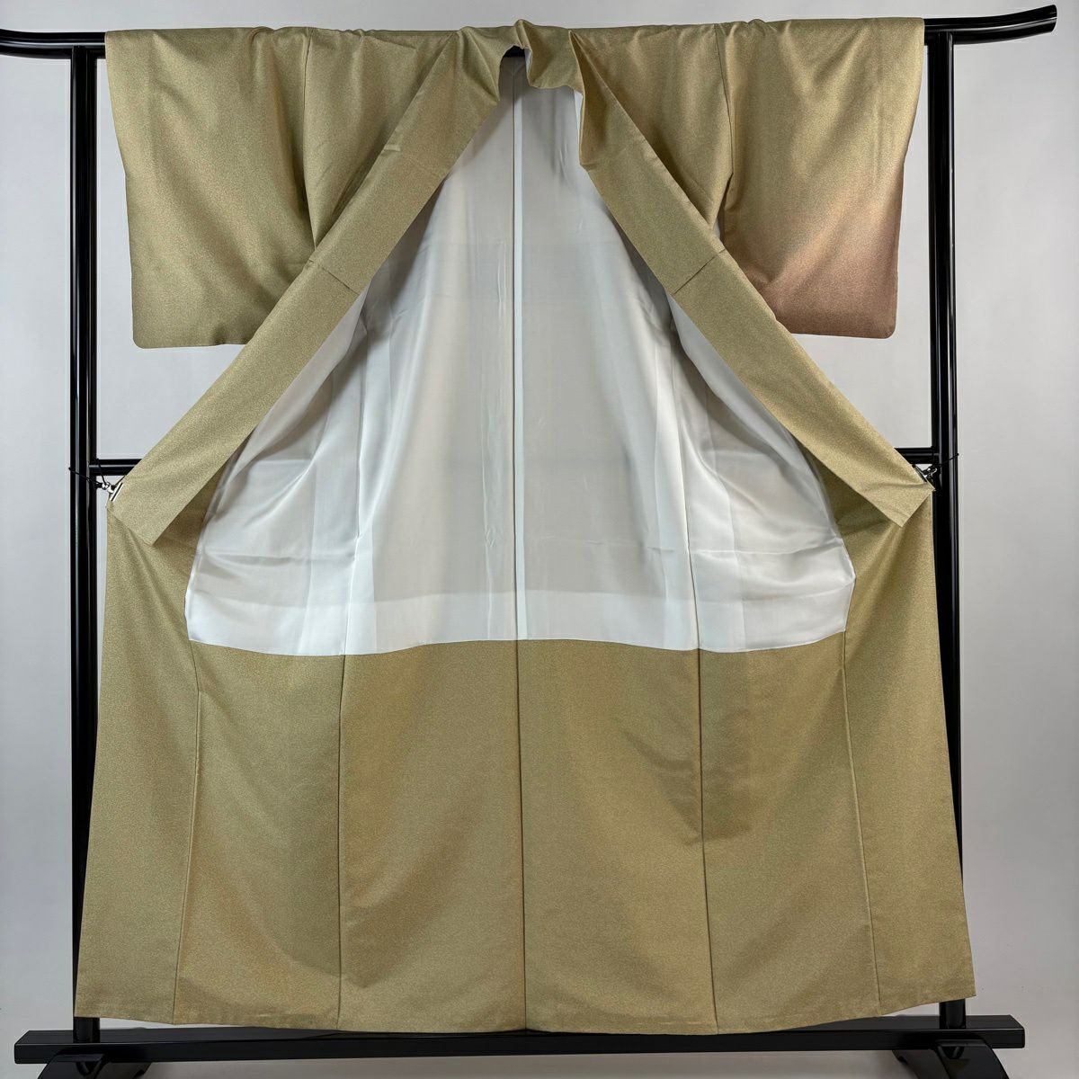 【美品】 付下 身長158cm 袖長61.5cm S 雙層 大島紬織地 證書已備 幾何學 漸層 米色 純蠶絲 名品級