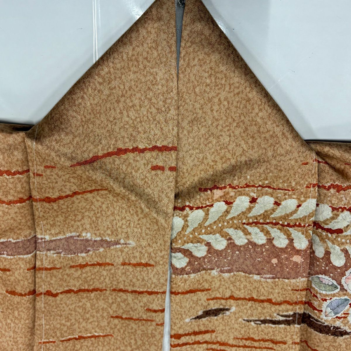 【美品】訪問服 身長158.5cm 袖長62cm S 雙層 翠山工房 落款あり 辻花染 霞 金銀彩 金通し 薄茶 純蠶絲 名品級