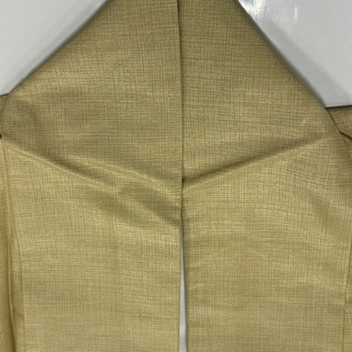【美品】 付下 身長163cm 袖長64cm M 雙層 大島紬織地 證書齊全 扇子面 草花紋刺繡 淡黃土 純蠶絲 名品級