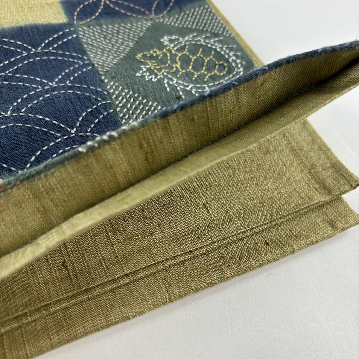 【美品】 袋帶 名品級 紬織織 松樹竹子梅花 仙鶴龜 灰綠 お太鼓柄 純蠶絲