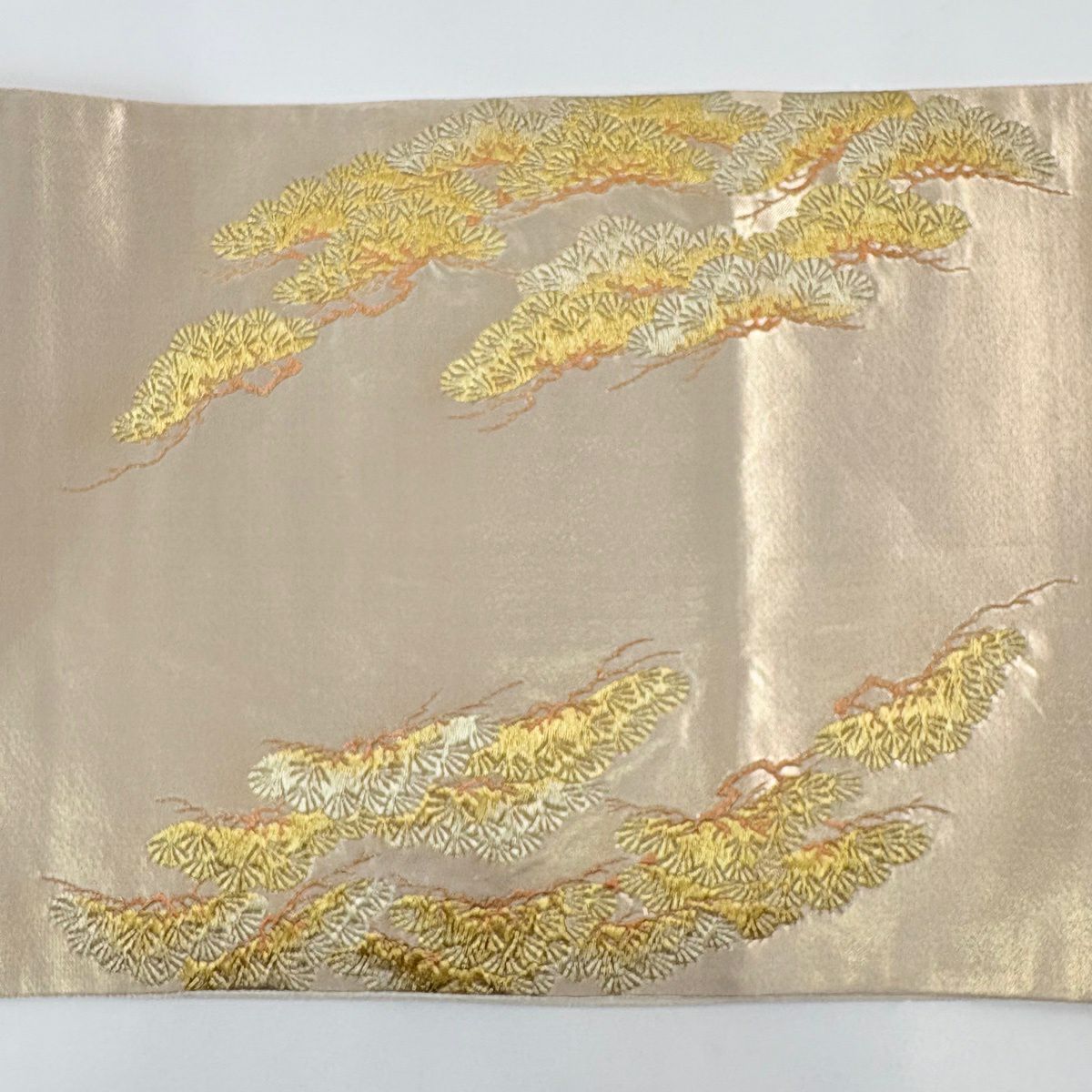 袋帶 名品級 落款あり 本家加納 笠松樹 金絲 金金箔 金 紋樣 純蠶絲
