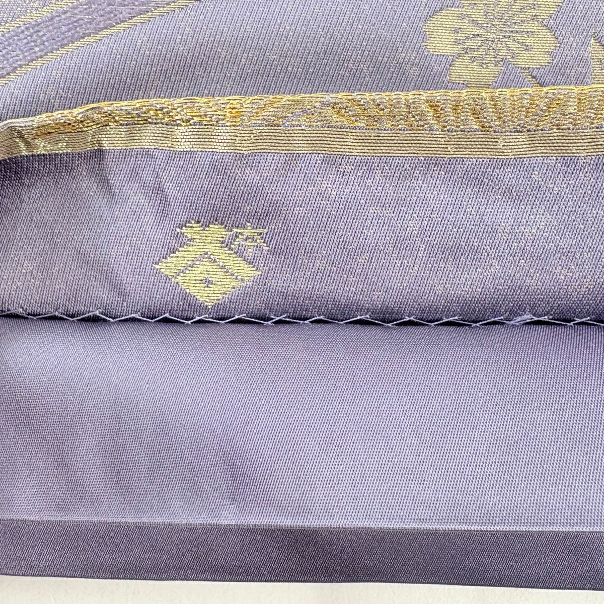 【美品】 袋帶 名品級 落款あり 本家加納 波頭 若松樹 金銀糸 金金箔 紫 六通 純蠶絲
