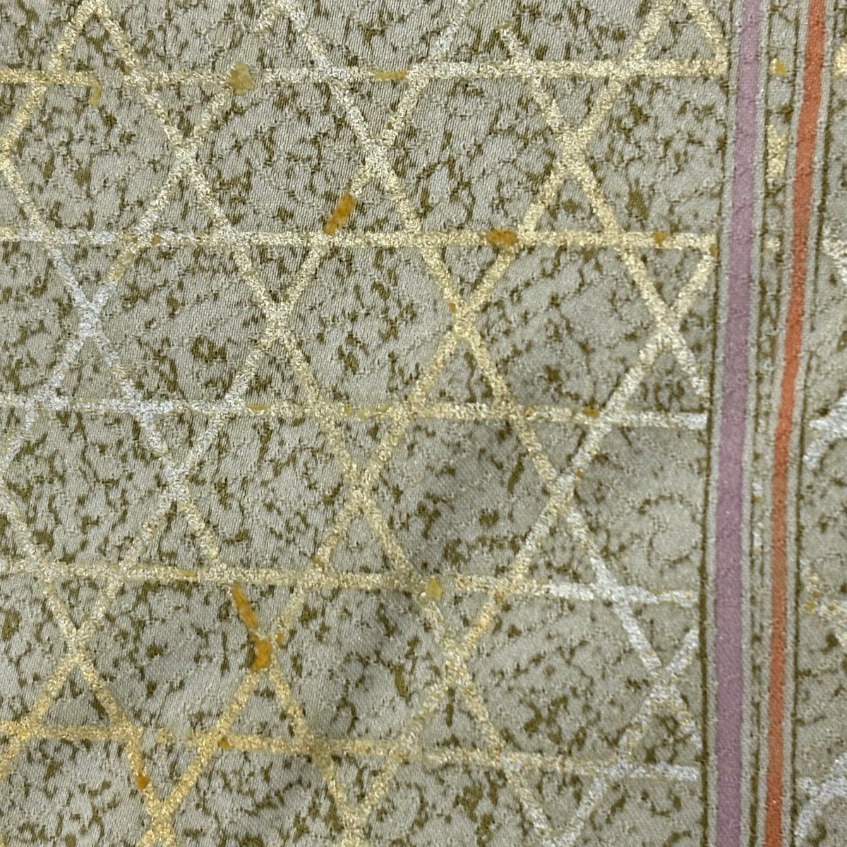 訪問服 身長165.5cm 袖長67.5cm L 雙層 扇子 秋草 金絲 金銀彩 粉紅 純蠶絲 優品級