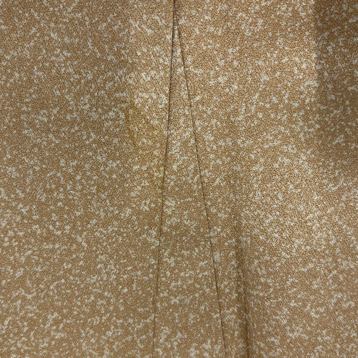 訪問服 身長162cm 袖長63cm S 雙層 秋草 幾何學圖案 金銀彩 茶 純蠶絲 秀品級