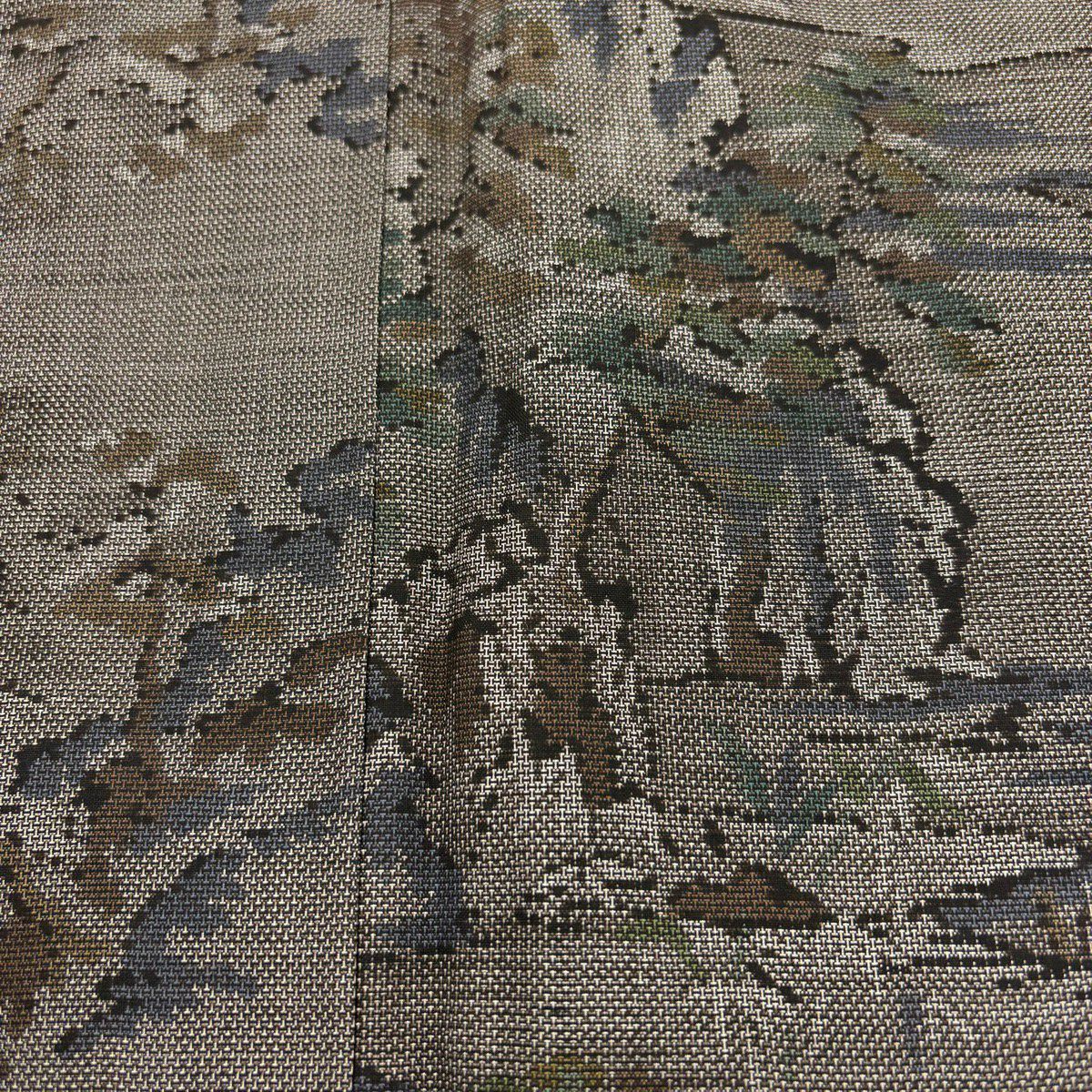【美品】 紬織 身長158.5cm 袖長64cm M 雙層 樹木 黑灰 純蠶絲 秀品級