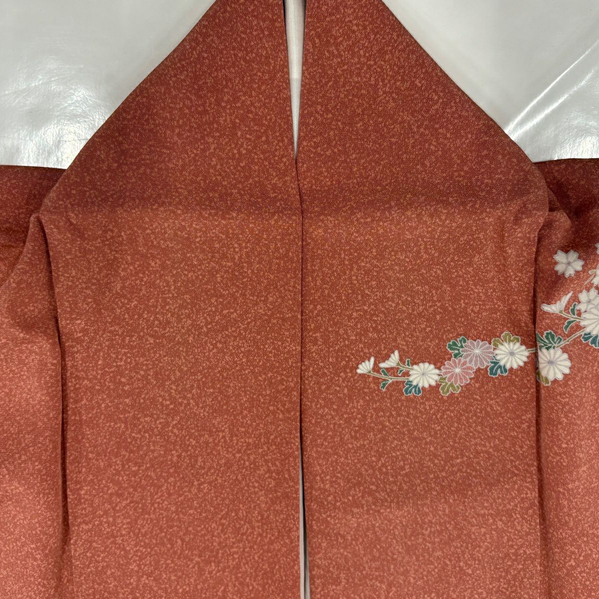 【美品】訪問服 身長157cm 袖長62.5cm S 雙層 樹木 菊花 花紋 漸層 粉紅 純蠶絲 優品級