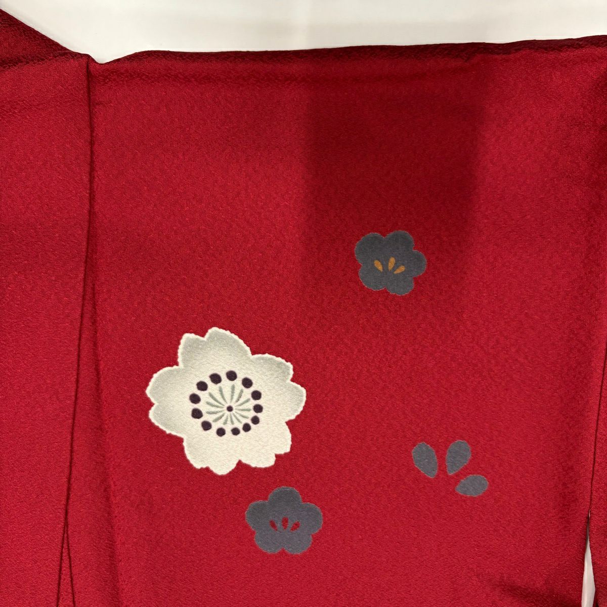 【美品】振袖禮服 身長171cm 袖長67cm M 雙層櫻梅花金絲金銀彩紅純蠶絲秀品級