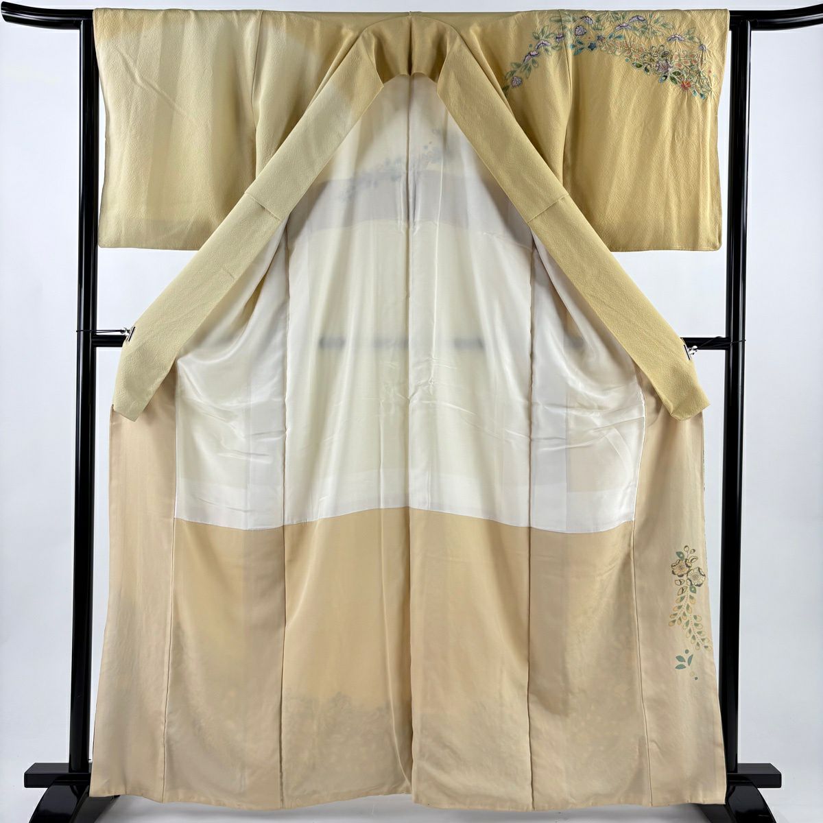 訪問服 身長163cm 袖長63.5cm S 雙層 辻花染 金彩裝飾 漸層 淡黃土 純蠶絲 優品級