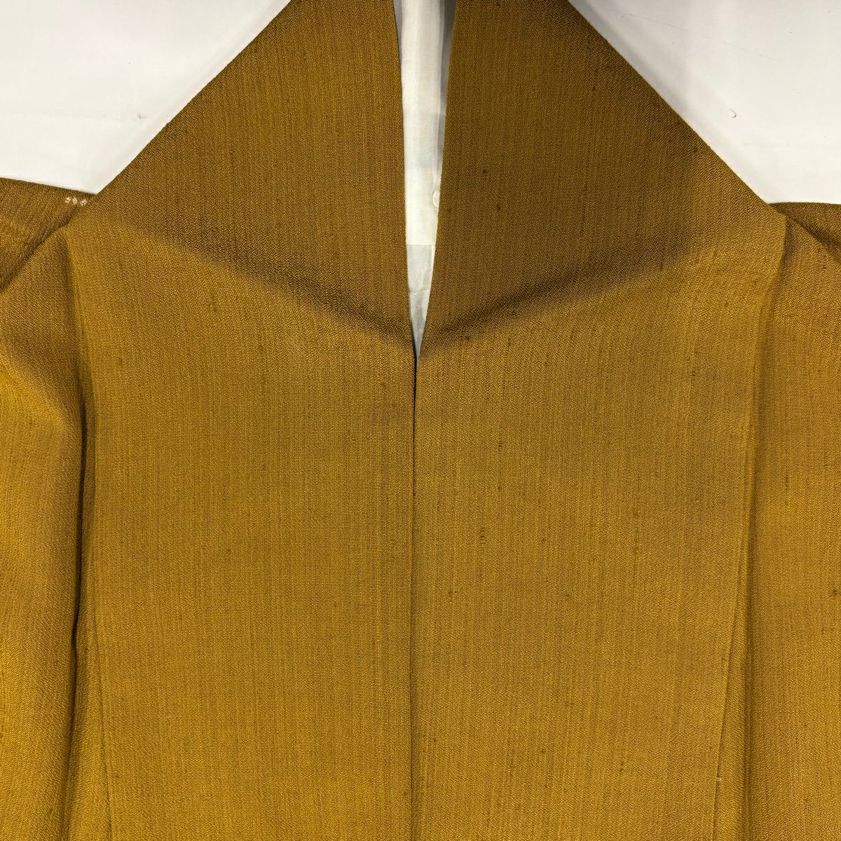 【美品】訪問服 身長154cm 袖長64cm M 雙層 葉 波頭 絞染 分染 山吹茶 純蠶絲 秀品級