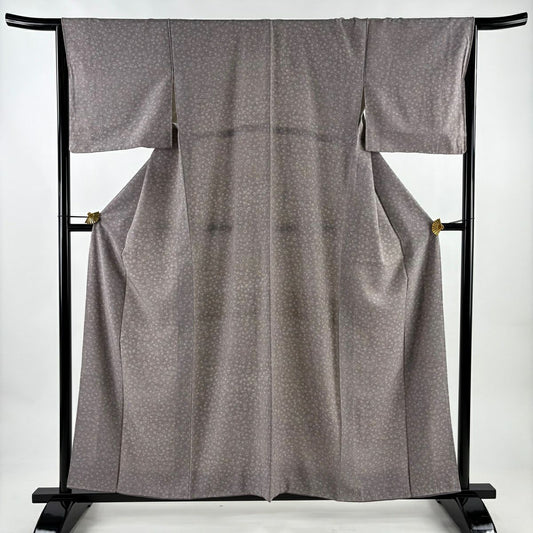 江戶小紋 身長157cm 袖長66.5cm M 雙層 獨樂 風車 灰紫 純蠶絲 優品級