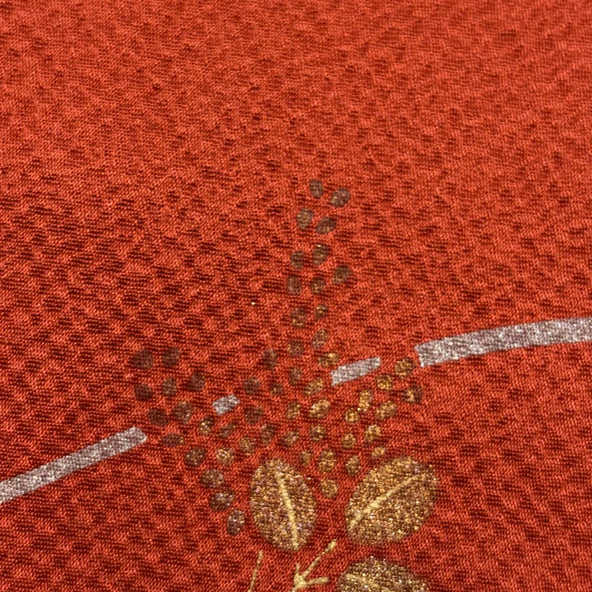 付下 身長156.5cm 袖長64cm M 雙層 大和 兔子 萩 刺繡 金銀彩 紅茶 純蠶絲 優品級