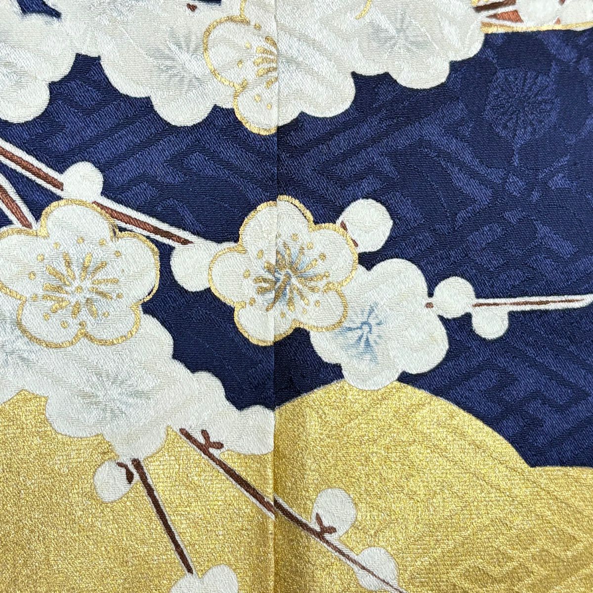 付下 身長157cm 袖長63.5cm S 雙層 草花紋紋 地紋 金銀彩 螺鈿 灰綠 純蠶絲 秀品級