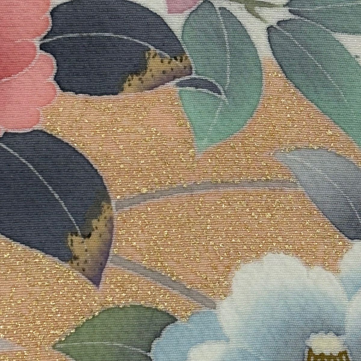 訪問服 身長164.5cm 袖長65.5cm M 雙層 枝花 霞 金銀彩 絞染 鮭粉色 純蠶絲 秀品級