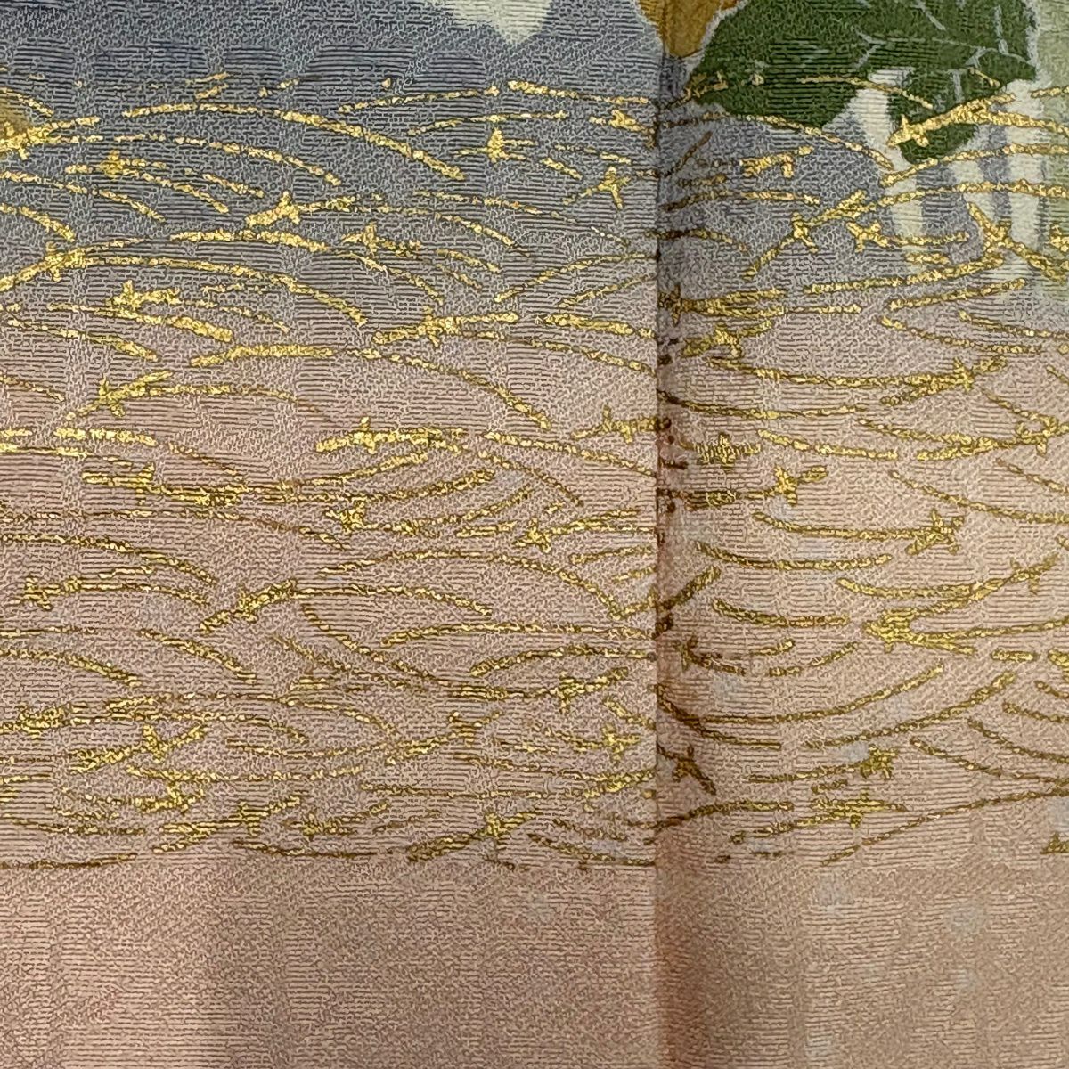 訪問服 身長159cm 袖長67cm M 雙層 秋草 紗綾形 金銀彩 漸層 鮭粉色 純蠶絲 優品級