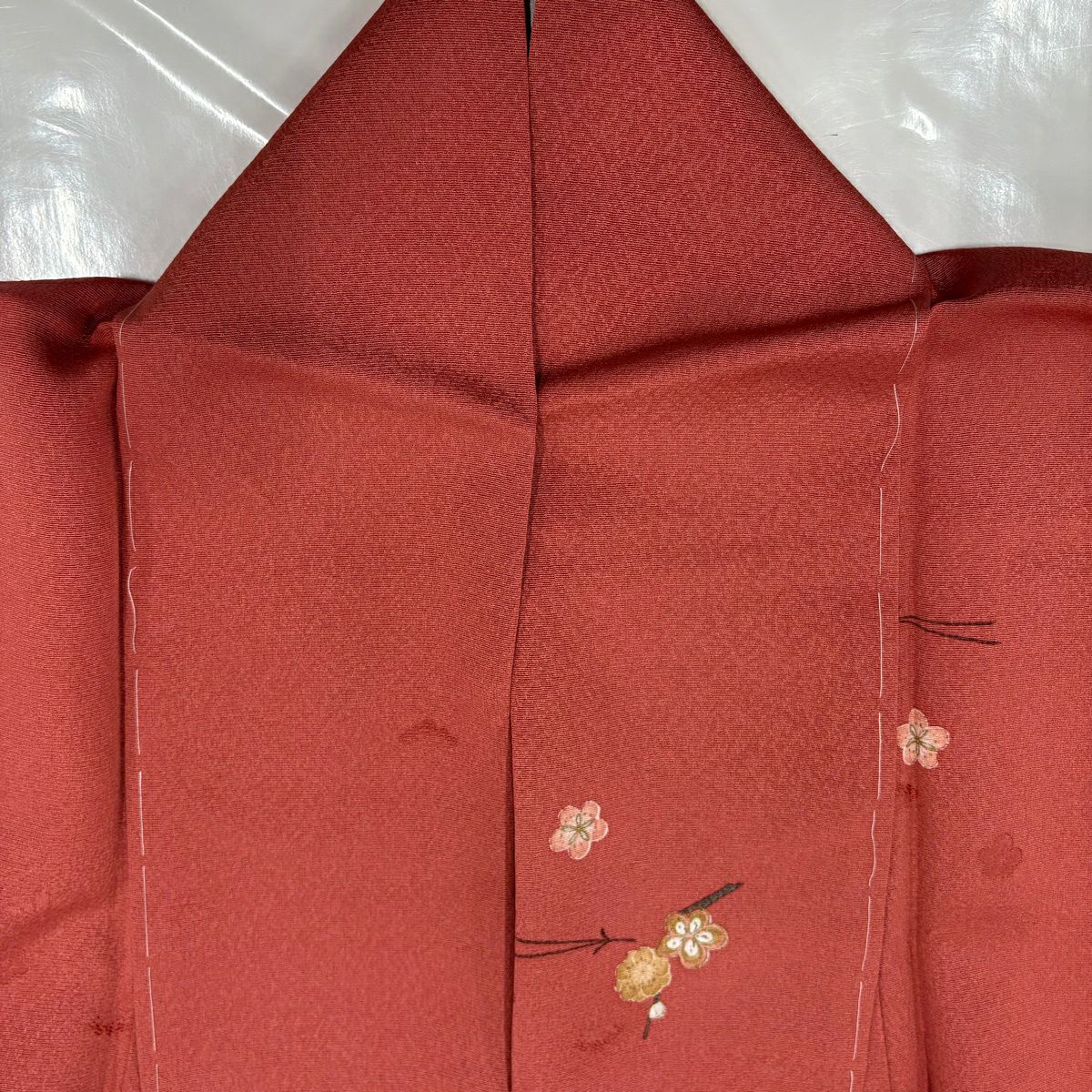 小紋 身長159.5cm 袖長66cm M 雙層 松樹竹子梅花 金銀彩 鮭粉色 純蠶絲 秀品級