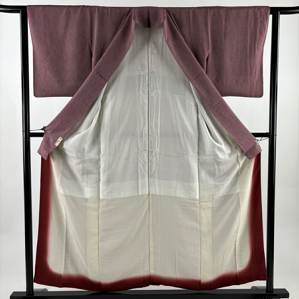 江戶小紋 身長154.5cm 袖長62.5cm S 雙層 落款 鮫紅紫 純蠶絲 秀品級