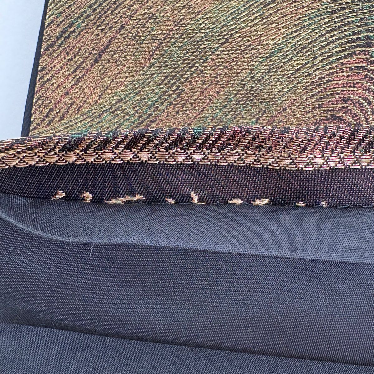 【美品】 袋帶 秀品級 流水 金金箔 金茶 六通 純蠶絲