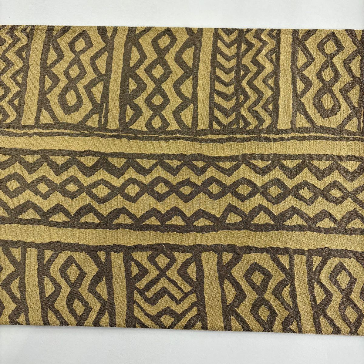 【美品】 袋帶 秀品級 幾何學 金絲 米色 六通 純蠶絲