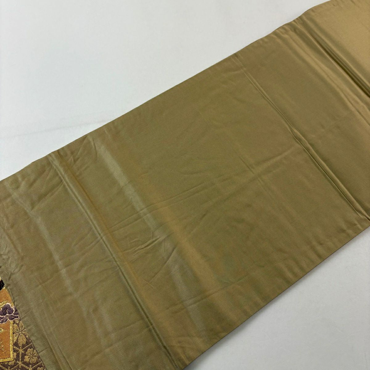 【美品】 袋帶 秀品級 關西仕立 花車 櫻花 金絲 金金箔 黃土色 六通 純蠶絲