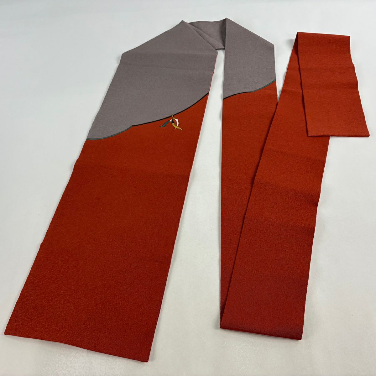 【美品】名古屋帶 秀品級 唐辛子 縮緬 朱 純蠶絲