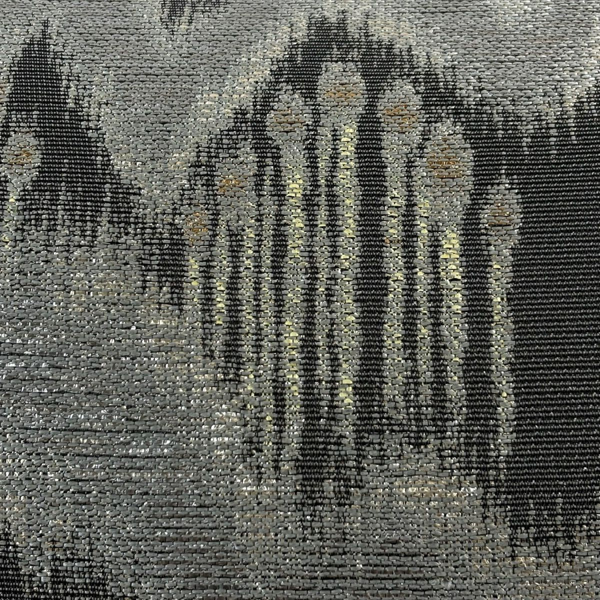 【美品】 袋帶 秀品級 幾何圖案 金金箔 黑灰 六通 純蠶絲