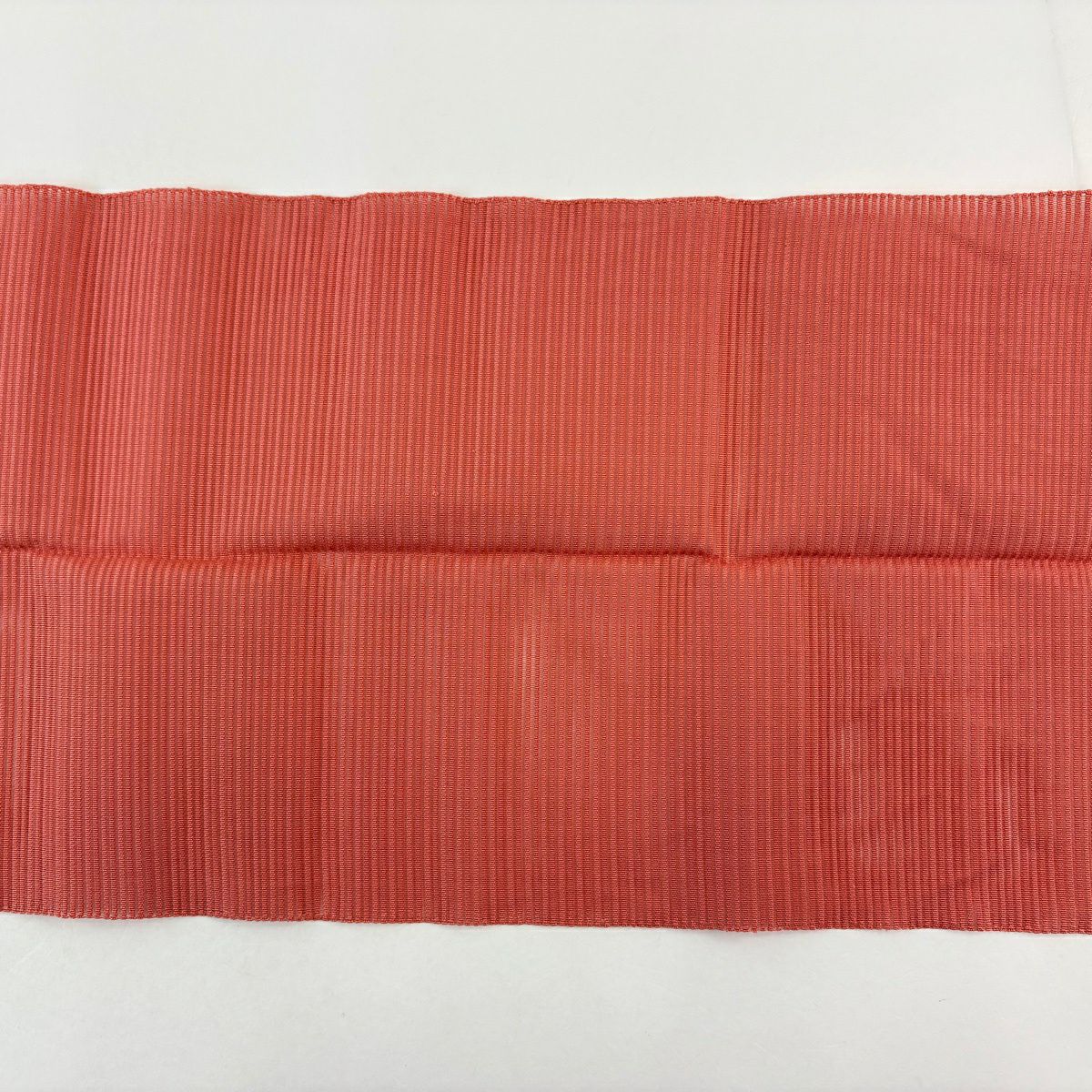 名古屋帶 優品級 夏帶 絽 八寸名古屋帶 松樹葉仕立 幾何學圖案 鮭粉色 純蠶絲