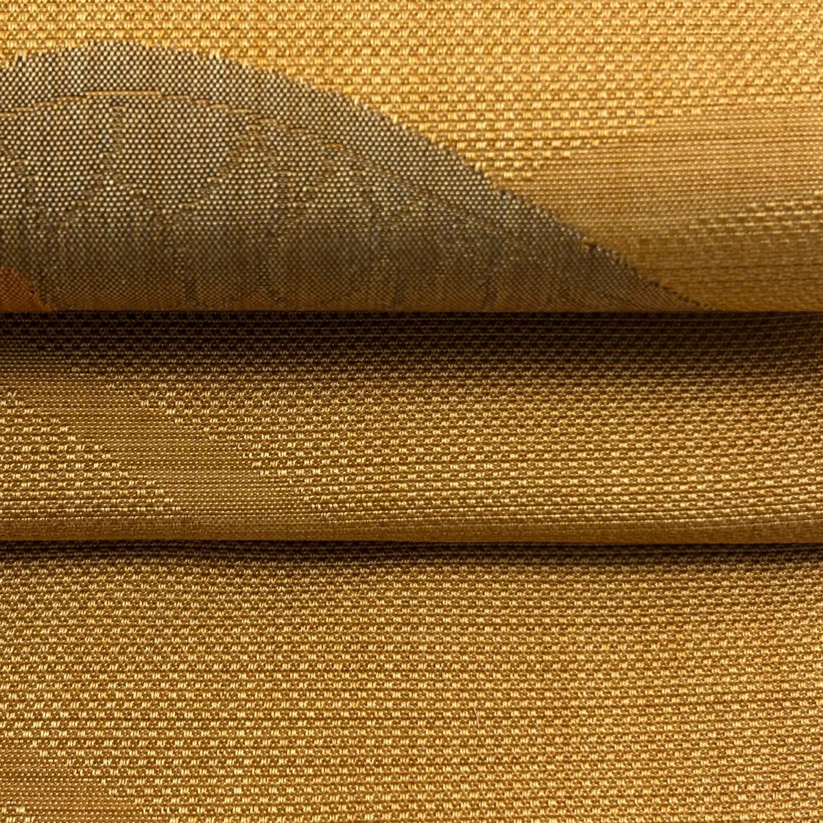 【美品】 名古屋帶 優品級 關西仕立 草花紋 山吹茶 純蠶絲