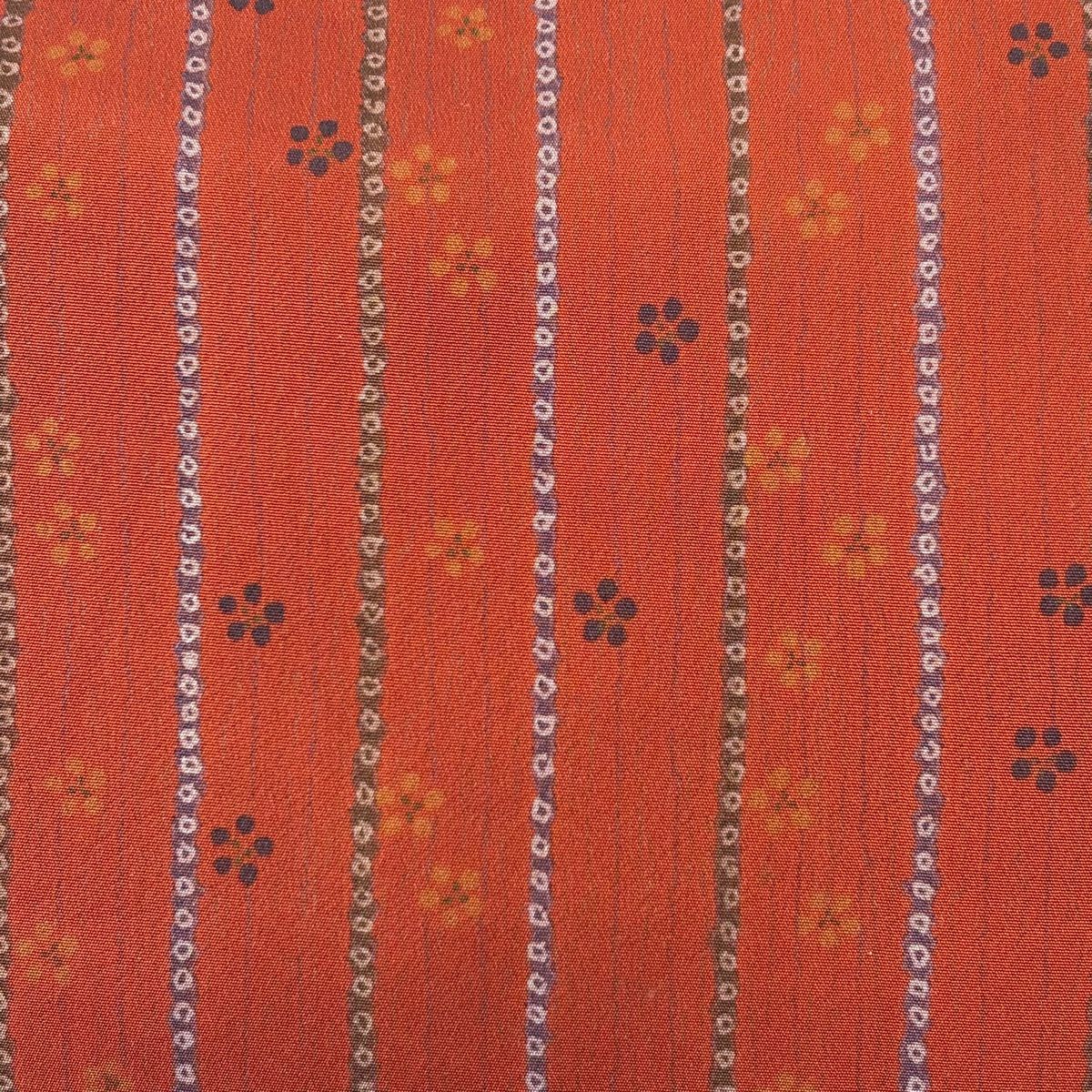 【美品】名古屋帶 優品級 條紋 梅花 紅茶 純蠶絲