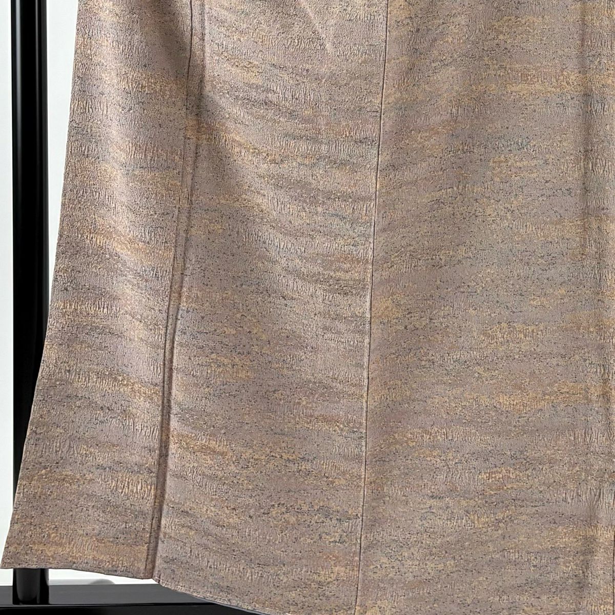 【美品】 小紋 身長158.5cm 袖長63cm S 雙層 陶彩染 幾何圖案 淺豆色 純蠶絲 優品級