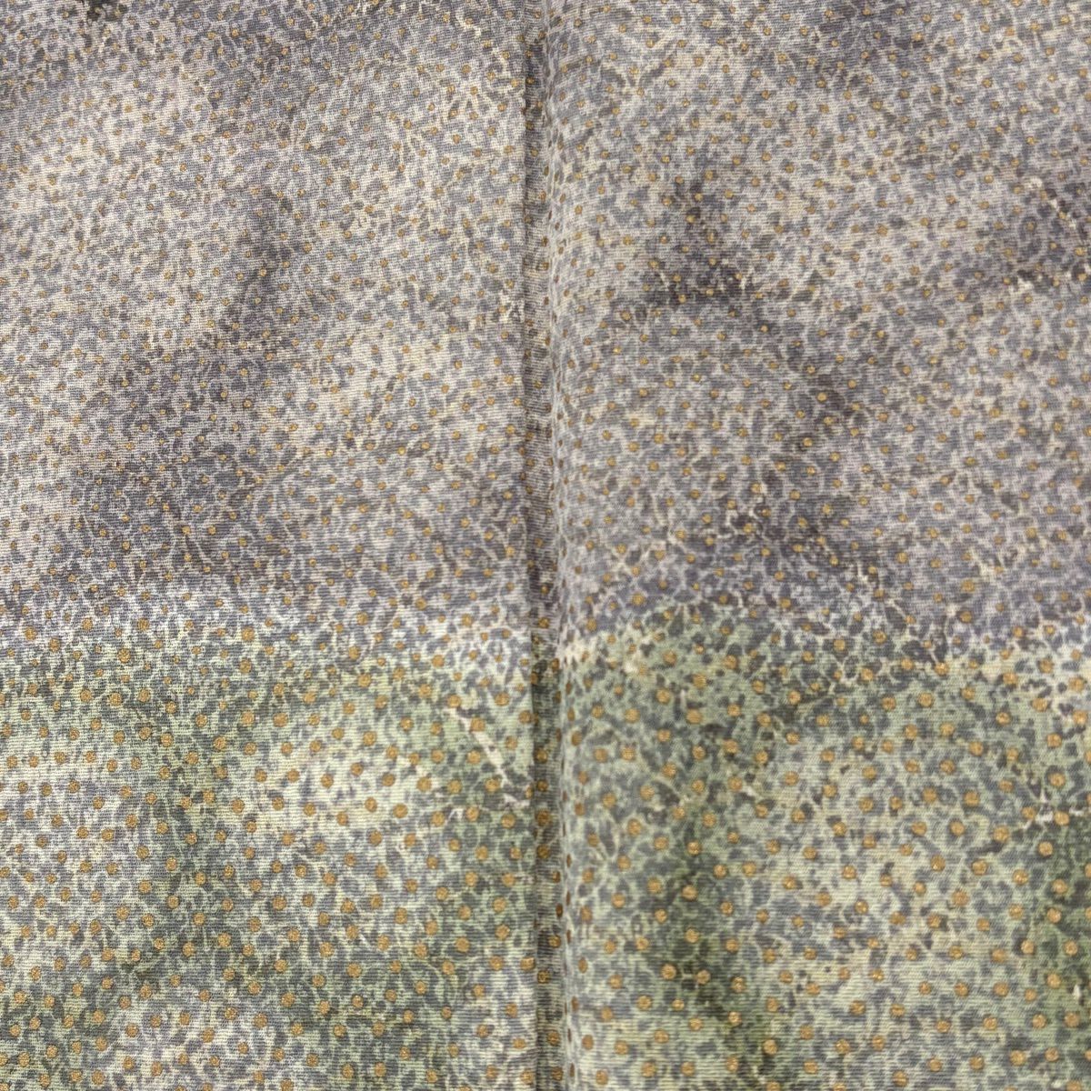【美品】 付下 身長157.5cm 袖長65.5cm M 雙層 落款あり 小花 橫段 金銀彩 灰茶 純蠶絲 秀品級