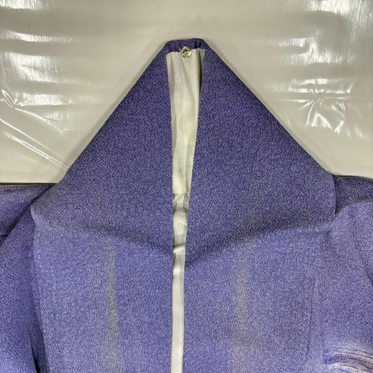 訪問服 身長154.5cm 袖長69cm L 雙層 落款有 山並 霞 朦朧 青紫 純蠶絲 優品級