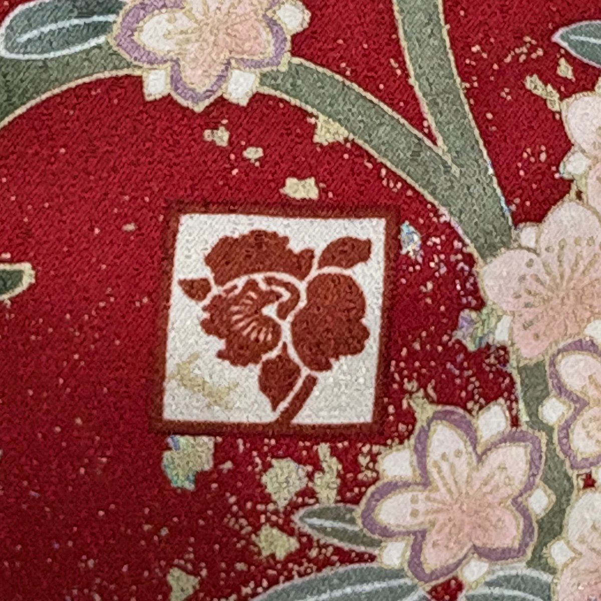 振袖禮服 身長159cm 袖長64.5cm M 雙層 薔薇 蝶 金絲 金銀彩 紅 純蠶絲 名品級