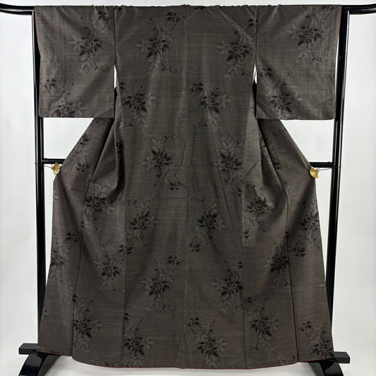 大島織 身長163.5cm 袖長63.5cm S 雙層 純泥染 證書齊全 焦茶 金銀彩 純蠶絲 名品級