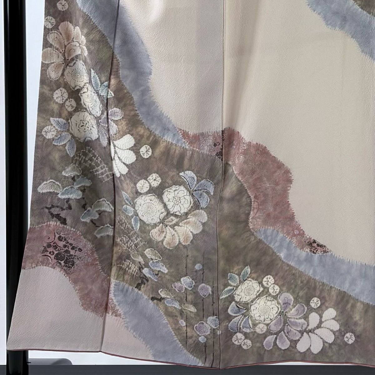 訪問服 身長154cm 袖長63cm S 雙層 滝泰 有落款 辻花染 笠松樹 金銀彩 淺粉色 純蠶絲 名品級