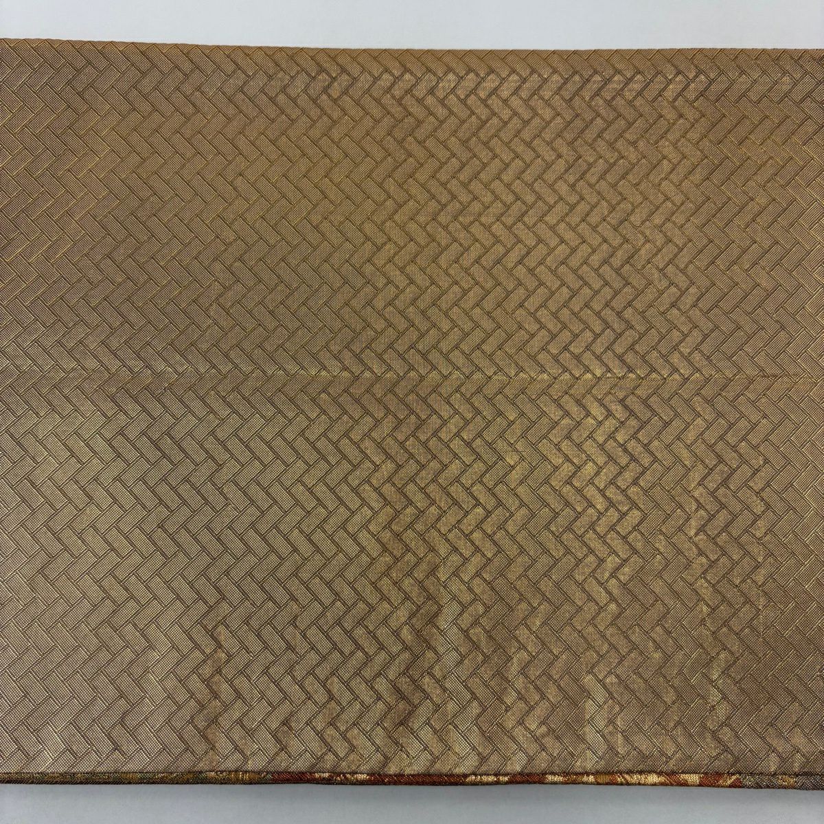 【美品】 袋帶 名品級 草花紋紋 波 金絲 金金箔 金色 六通 純蠶絲