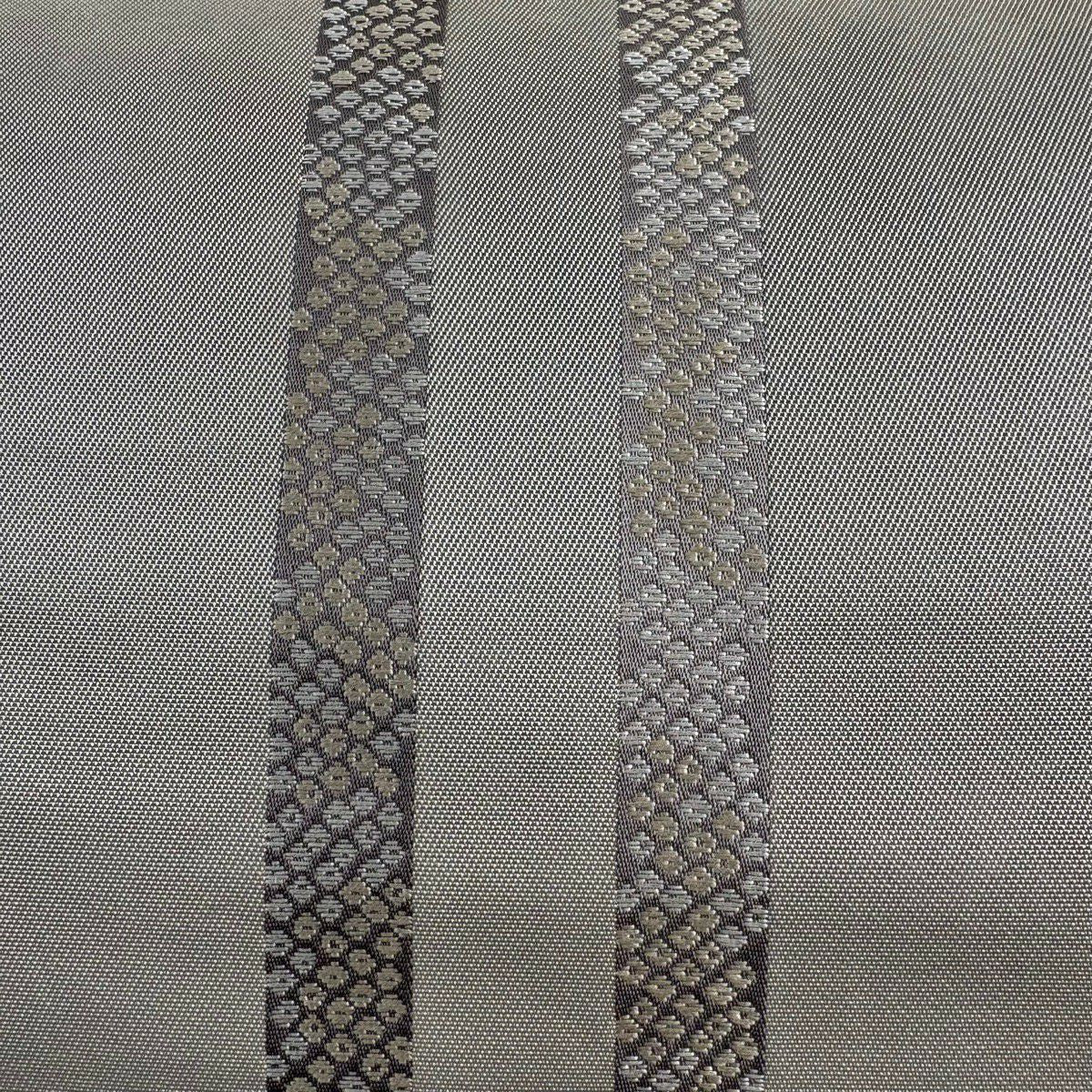 【美品】 袋帶 名品級 加納幸 落款あり 縞 疋田紋 金金箔 灰色 六通 純蠶絲