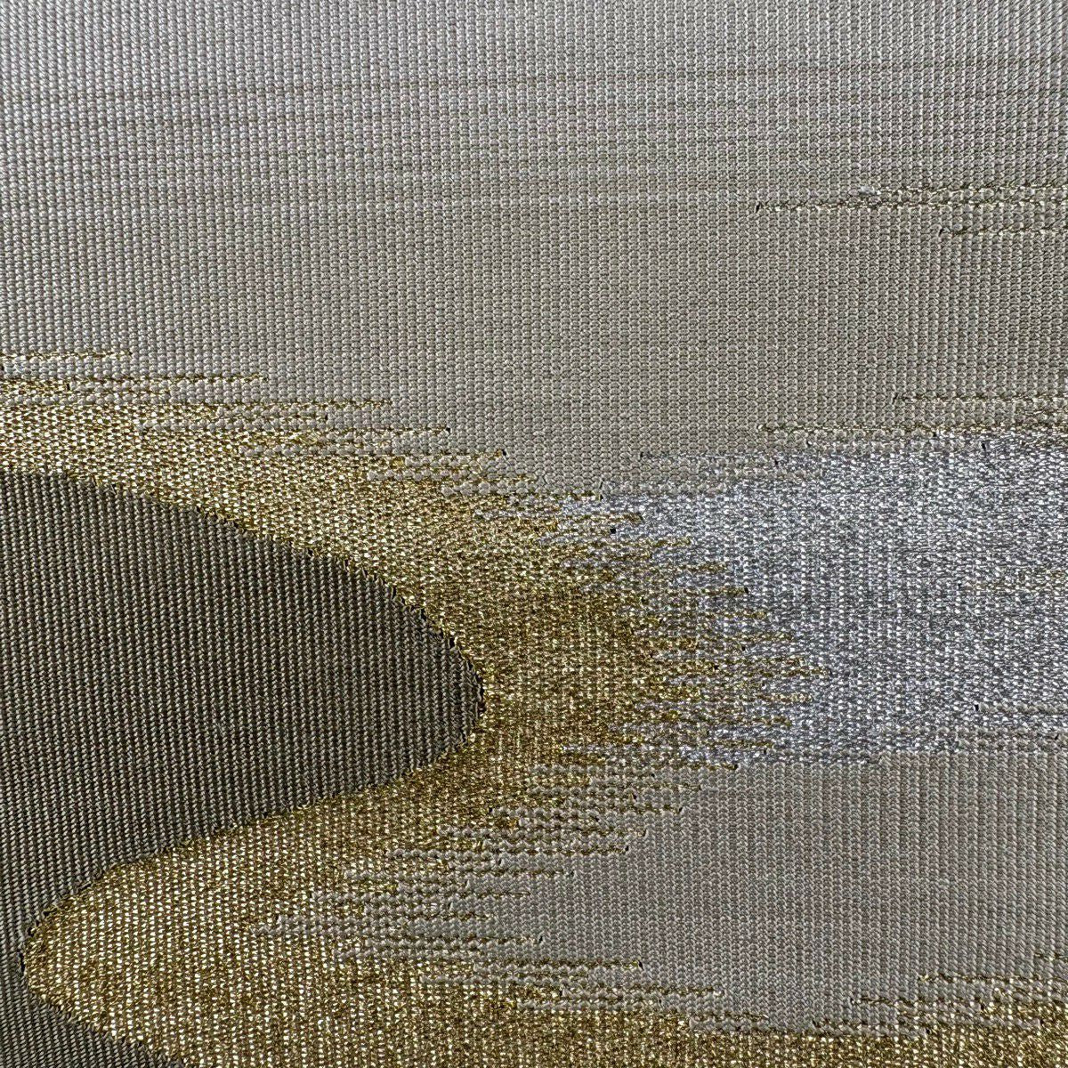 【美品】 名古屋帶 秀品級 八寸名古屋帶 松樹葉仕立 紗 金銀彩 米色 純蠶絲