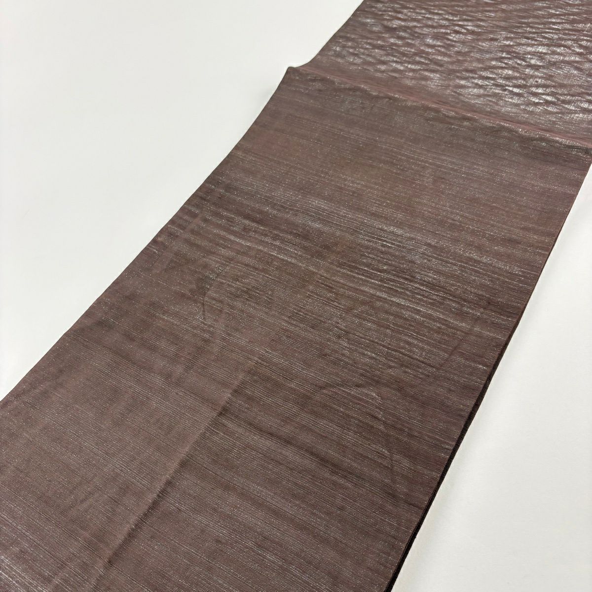 袋帶 秀品級 夏帶 柿 霞 金金箔 金絲 焦茶 素材 純蠶絲