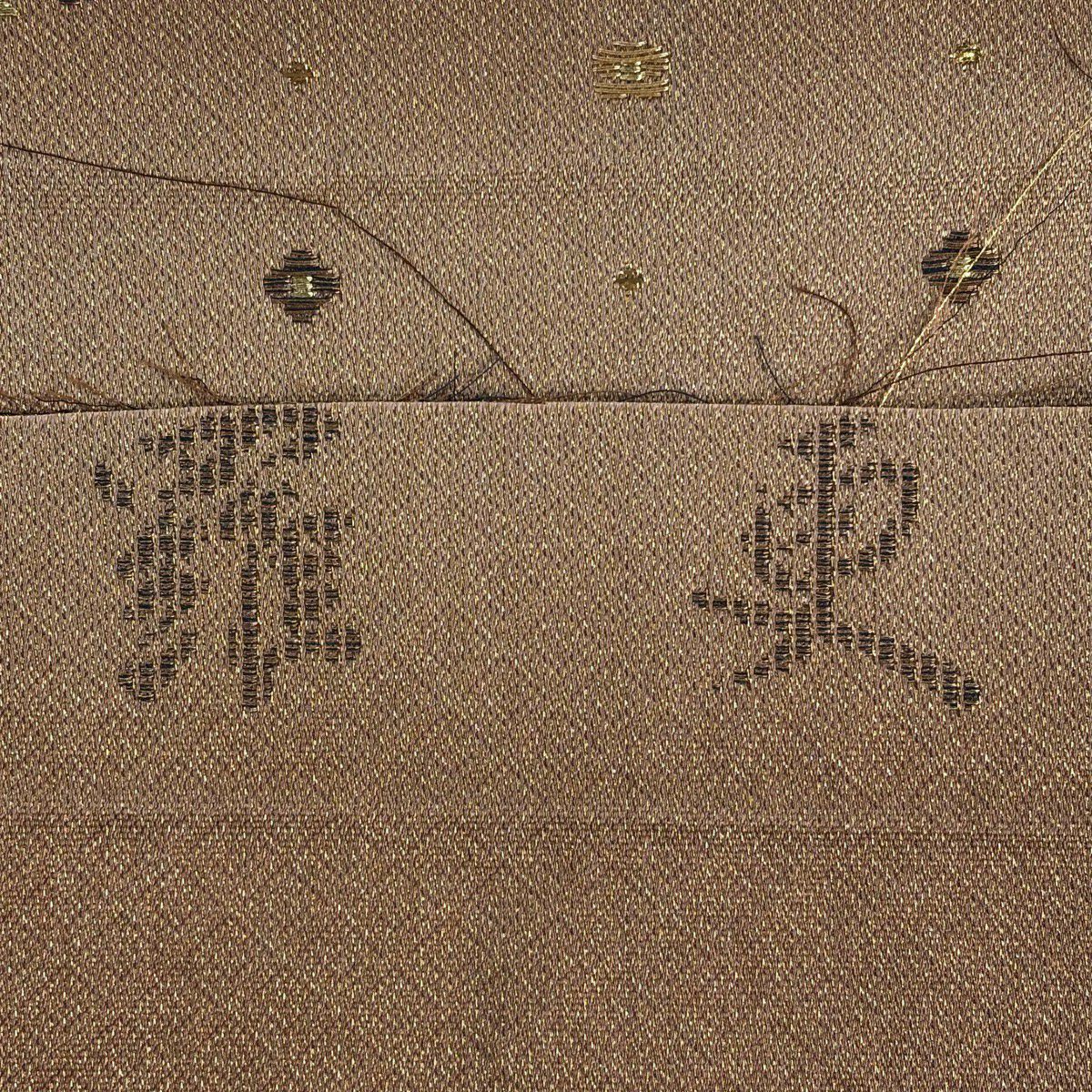 【美品】 袋帶 秀品級 花菱 金絲 茶 六通 純蠶絲