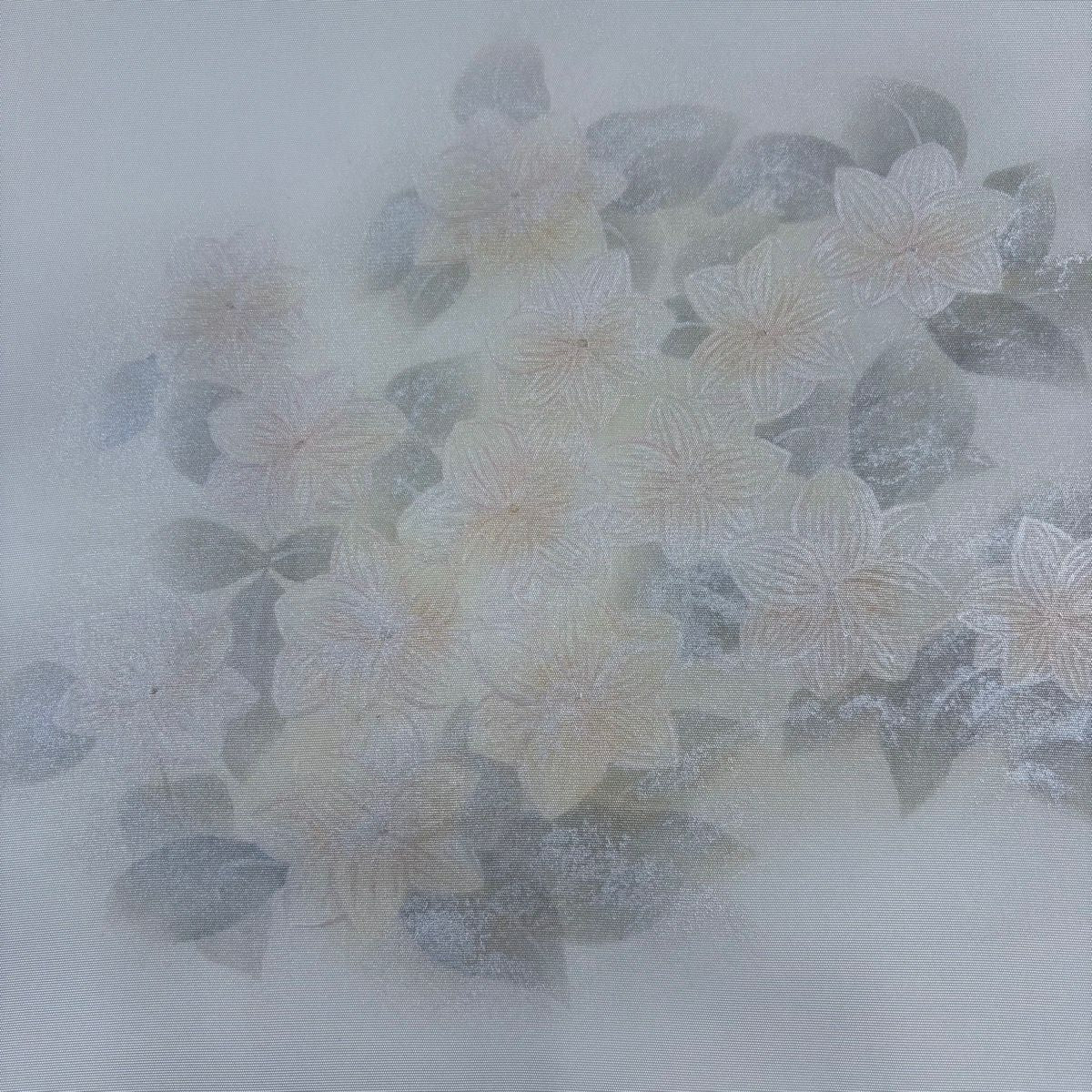 名古屋帶 秀品級 草花紋 白 純蠶絲