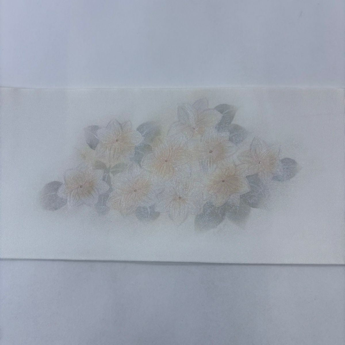 名古屋帶 秀品級 草花紋 白 純蠶絲