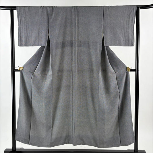 江戶小紋 身長150.5cm 袖長62cm S 雙層 鮫 黑灰 純蠶絲 名品級