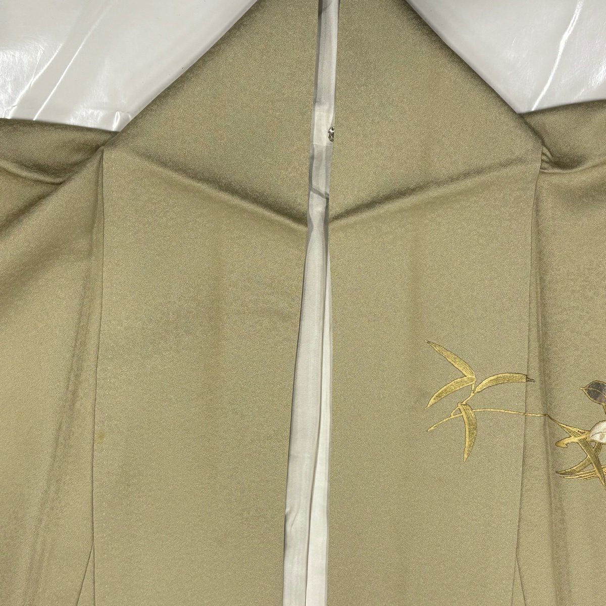 訪問服 身長155cm 袖長67.5cm L 雙層 花籠 霞 螺鈿 金銀彩 薄綠 純蠶絲 秀品級