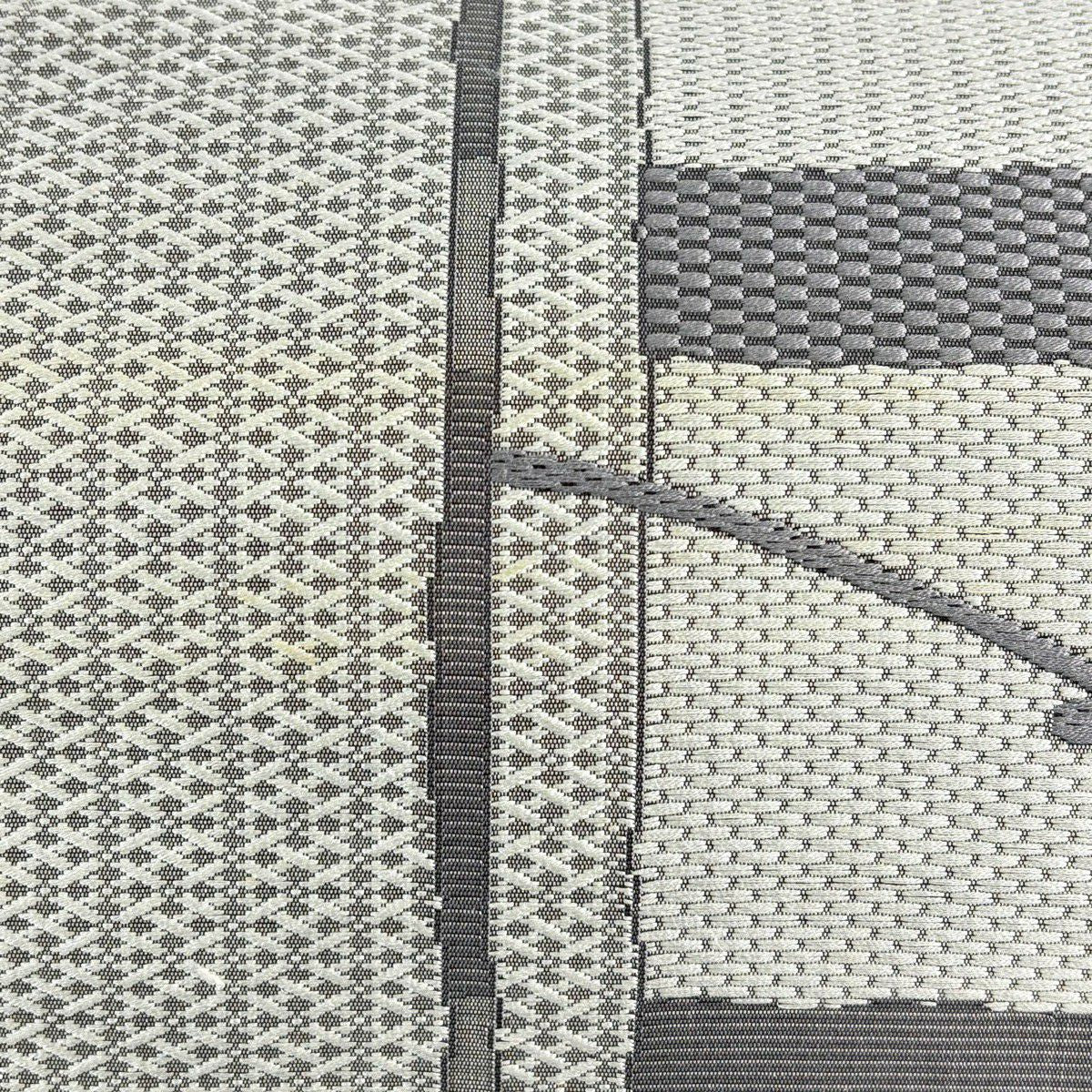 名古屋帶 秀品級 八寸名古屋帶 玩具 縞 金絲 灰色 純蠶絲