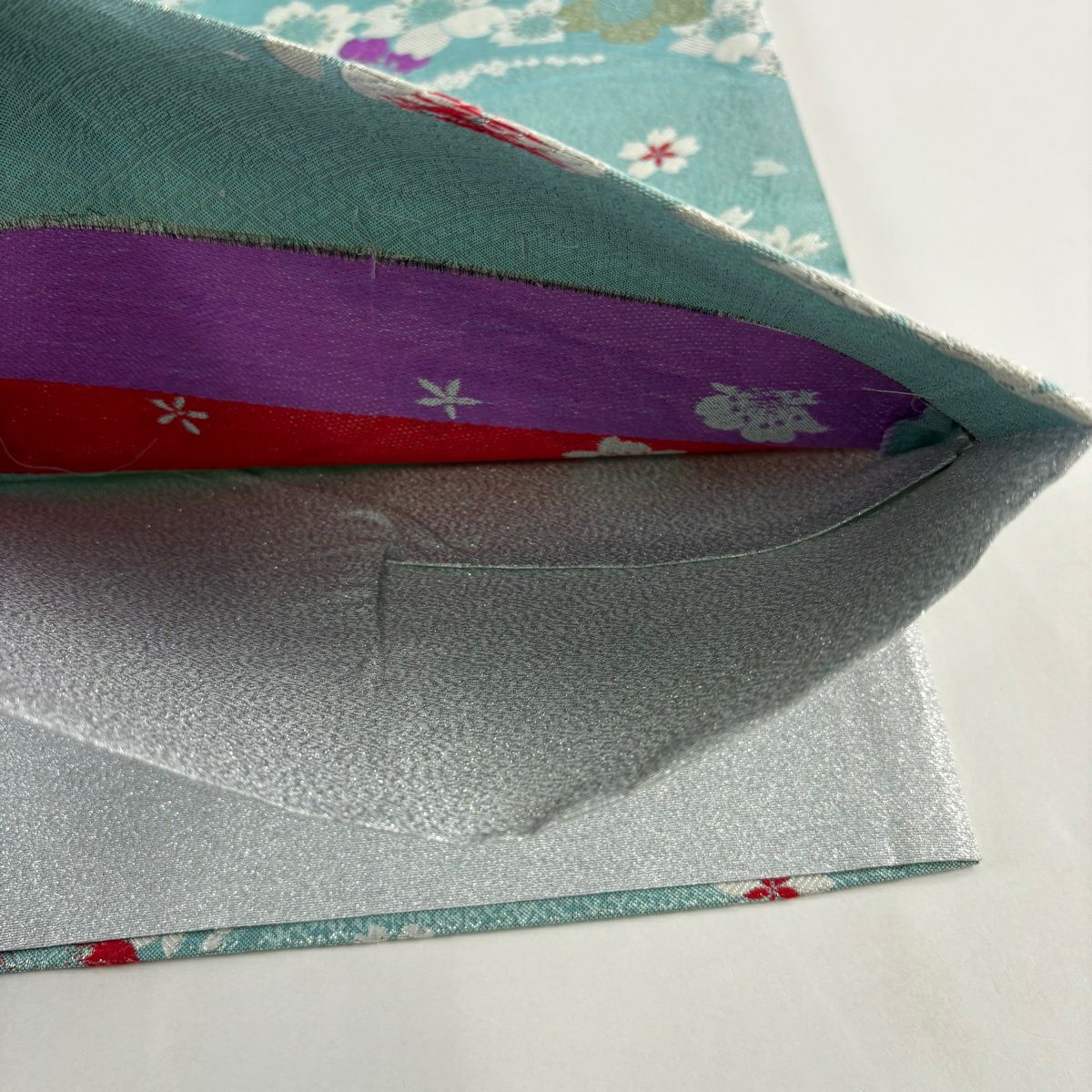 【美品】 袋帶 秀品級 證書齊全 櫻花花瓣 唐織 銀線 水藍色 六通 純蠶絲