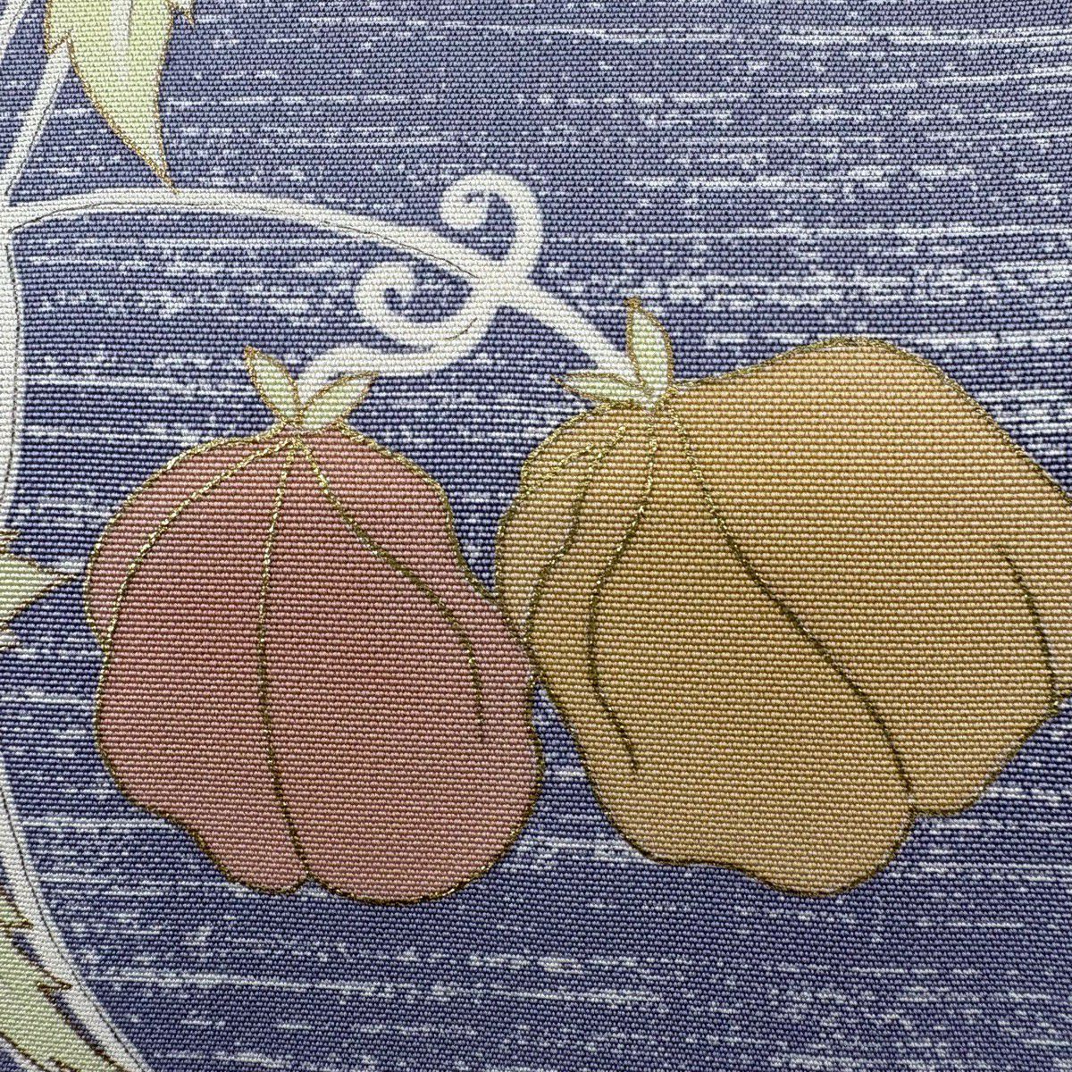 【美品】名古屋帶 秀品級 有落款 鬼燈條紋 金銀彩 青灰色 純蠶絲